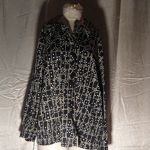 Vintage 70s Home Made Dominos Polyester Button Down Shirt Modern  Size 18. Fun s